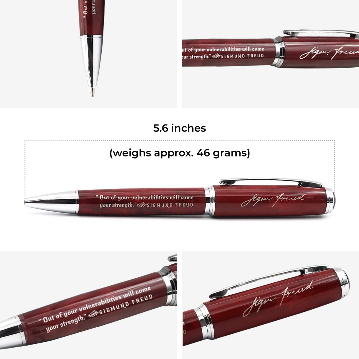 Inkstone Sigmund Freud Engraved Quote Pen - Out of Your Vulnerabilities Will Come Your Strength.