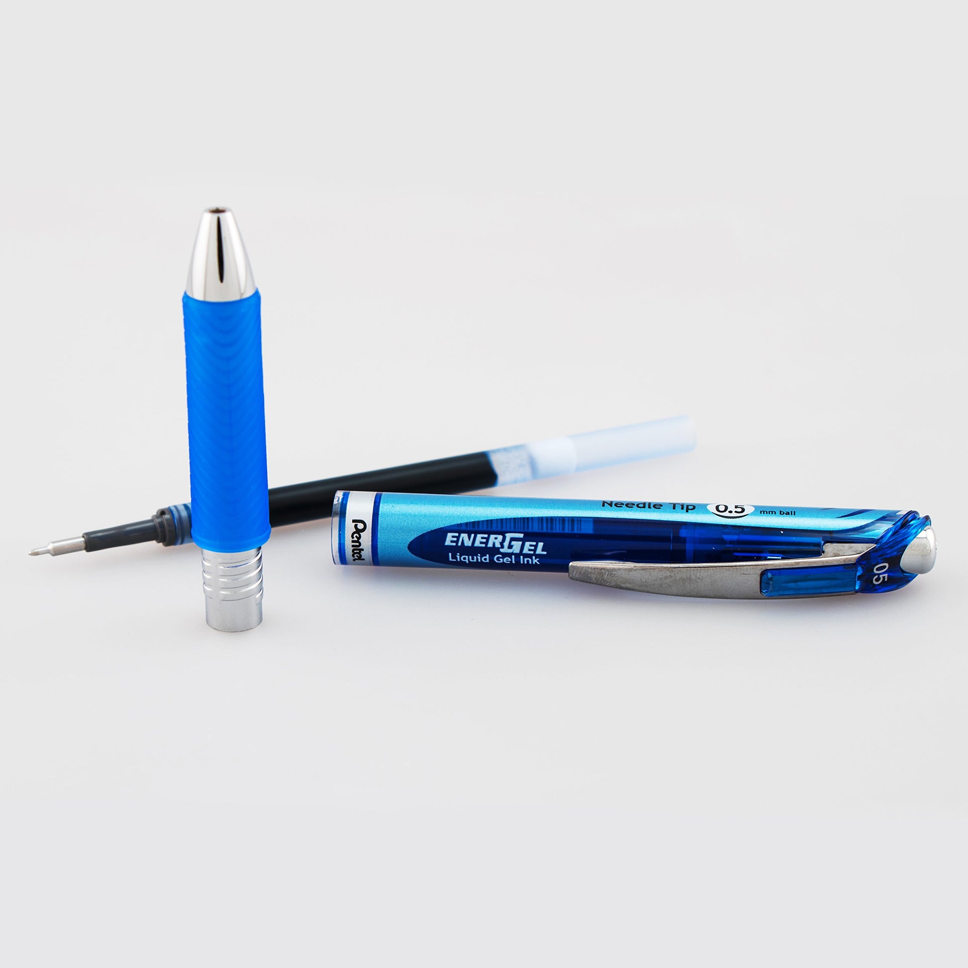 Pentel EnerGel Deluxe RTX Retractable Liquid Gel Pen, (0.5mm), Needle Tip, Blue Ink, 2 Pack