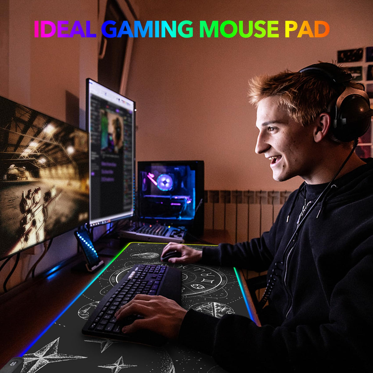 AIMSA RGB LED Gaming Mouse Pad, 14 Modes Glow Pad, Extra Large Gaming Mousepad, 35.4 x 15.8 inch