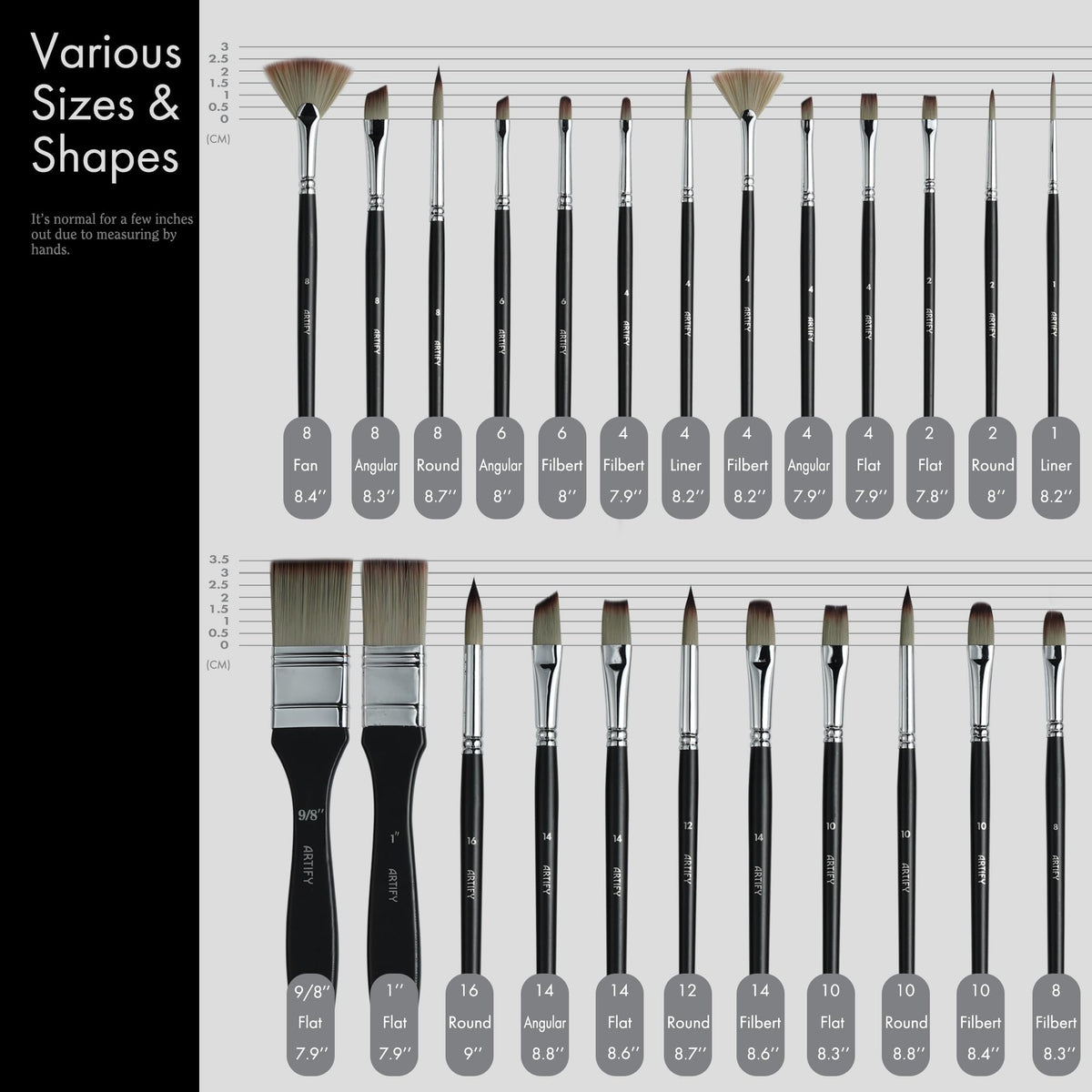 ARTIFY 24 Pieces Paint Brush Set, Expert Series, Enhanced Synthetic Art Supplies with Brush Holder