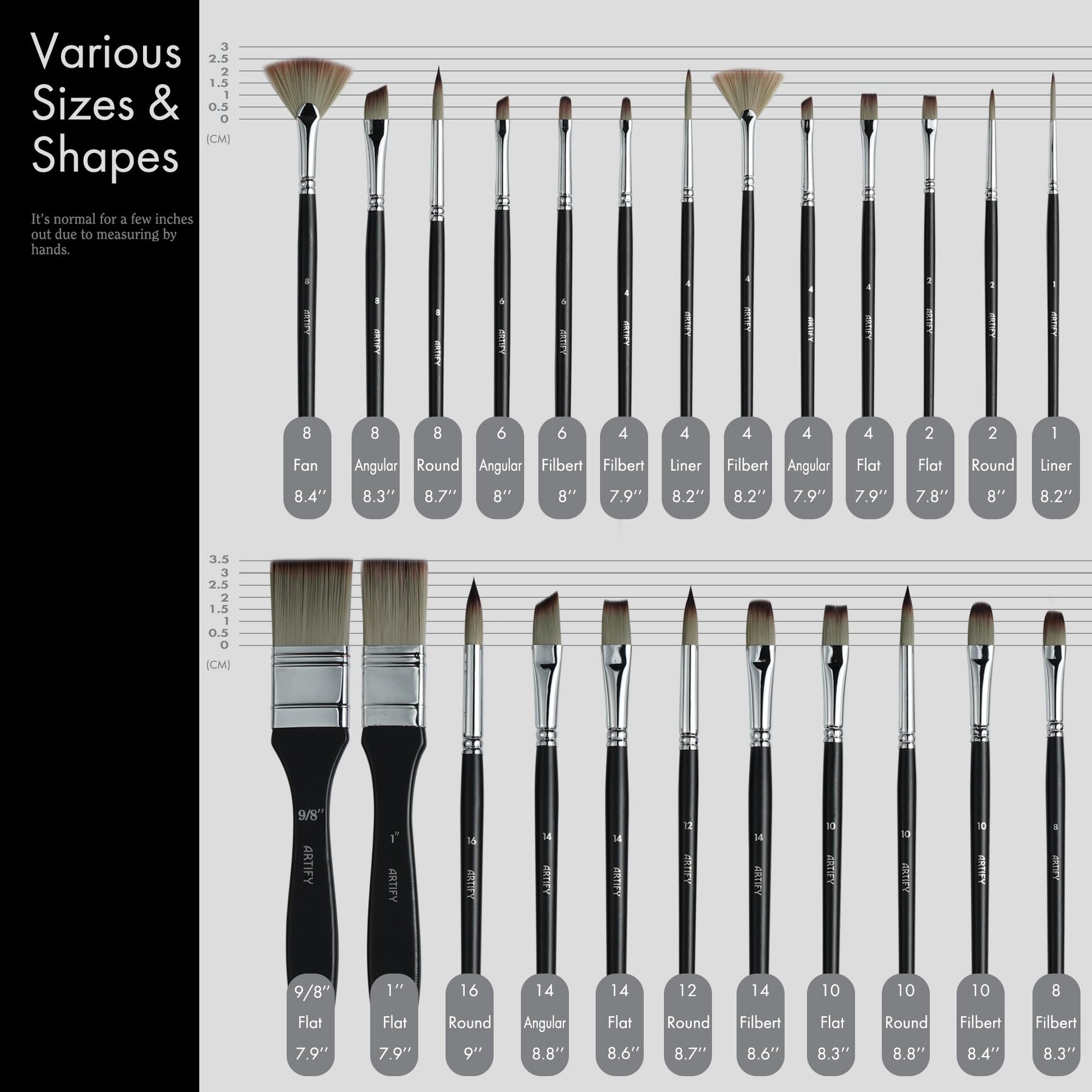 ARTIFY 24 Pieces Paint Brush Set, Expert Series, Enhanced Synthetic Art Supplies with Brush Holder