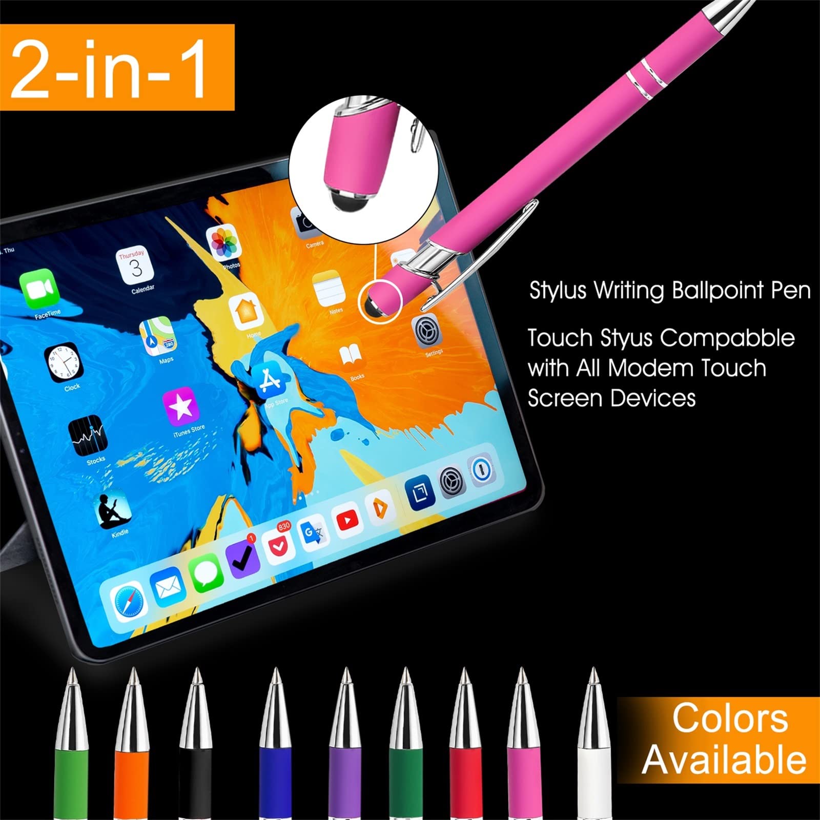 Fadace Up to 500 Pcs Personalized Pens Bulk Custom Customized Pen with Stylus Free Engraving
