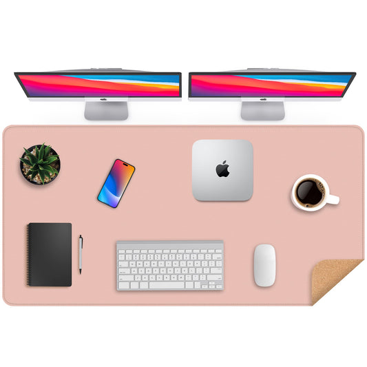 AFIING Cork Desk Mat 47" x 23.6", Dual-Sided Natural Cork & PU Leather Desk Pad, Non-Slip