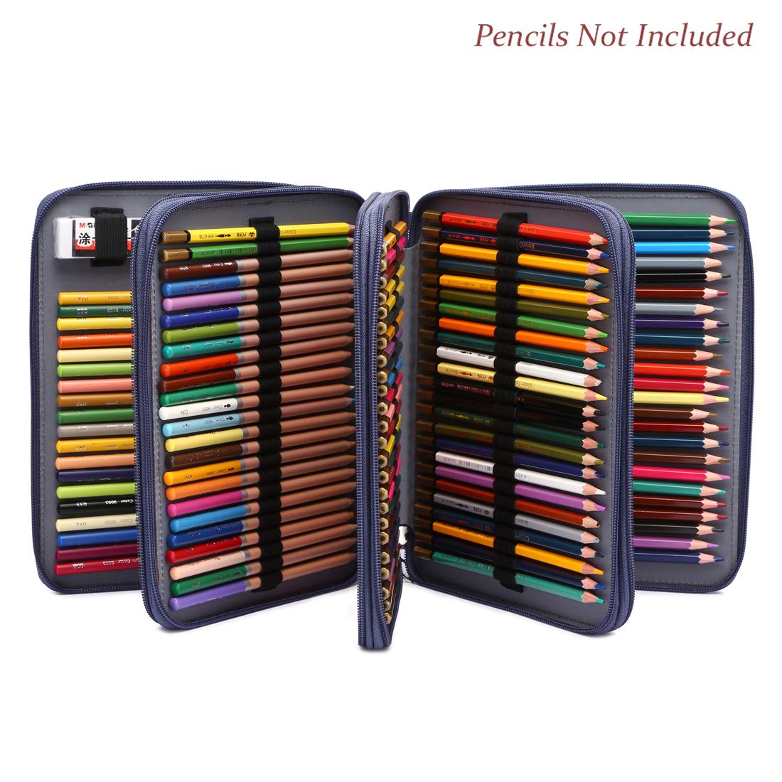 YOUNGCOL 200 Slots Colored Pencil Case Color Pencil Organizer Holder With Zipper Closure Large