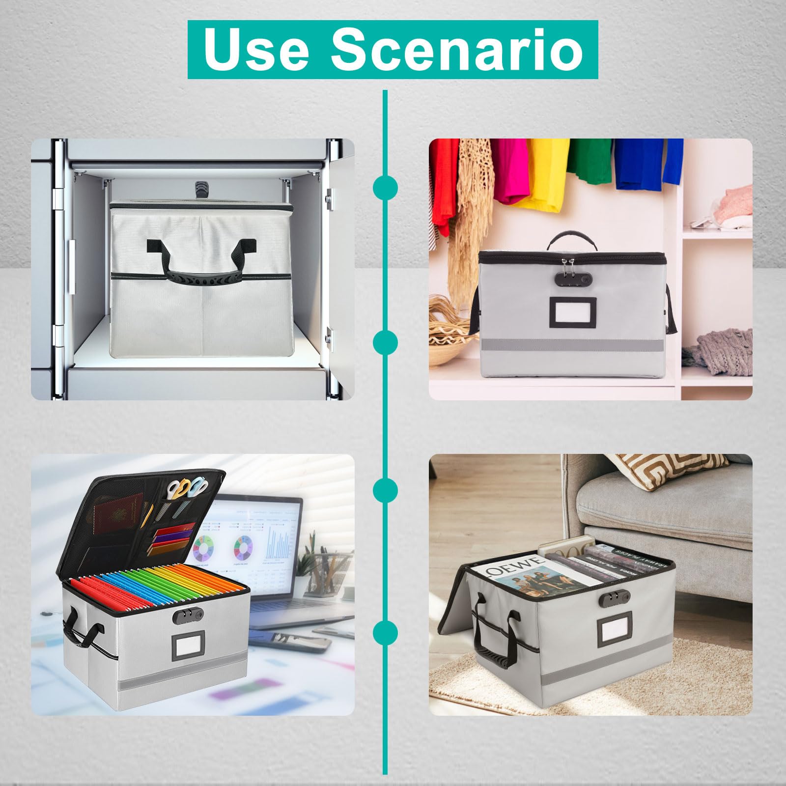 EXLIFBAG Fireproof File Organizer with Lock, 1 Layer