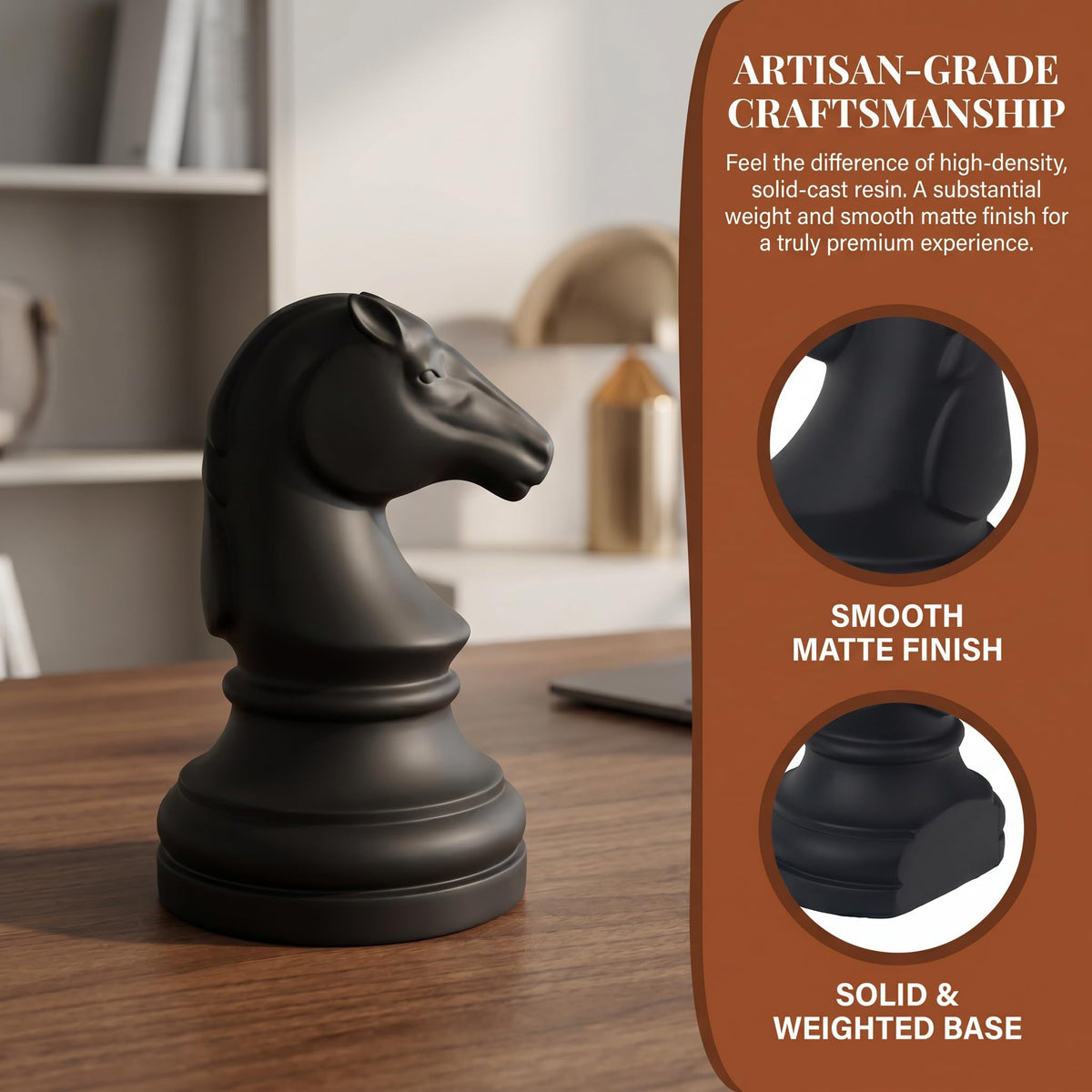 Decorative Bookends Chess Bookends, Black Book Ends Heavy Book Supports, Unique Bookends Decor for