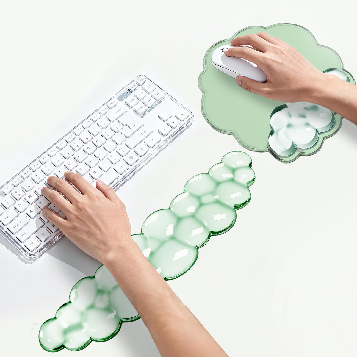 Keyboard Wrist Rest Set — Ergonomic Cloud Wrist Rest Keyboard and Mouse Pad, Non-Slip Desk