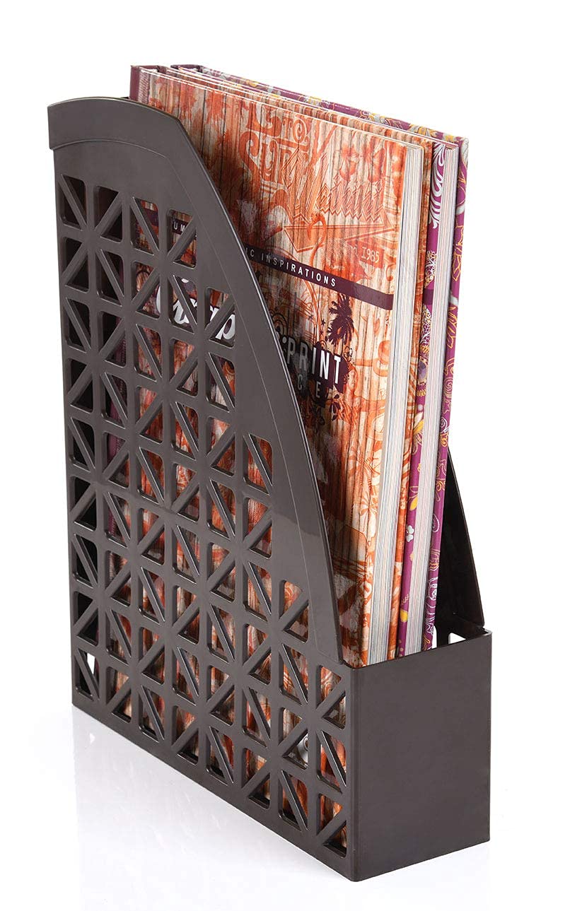 Mintra Office Plastic Desk Organizer 2pk Magazine File (Brown)