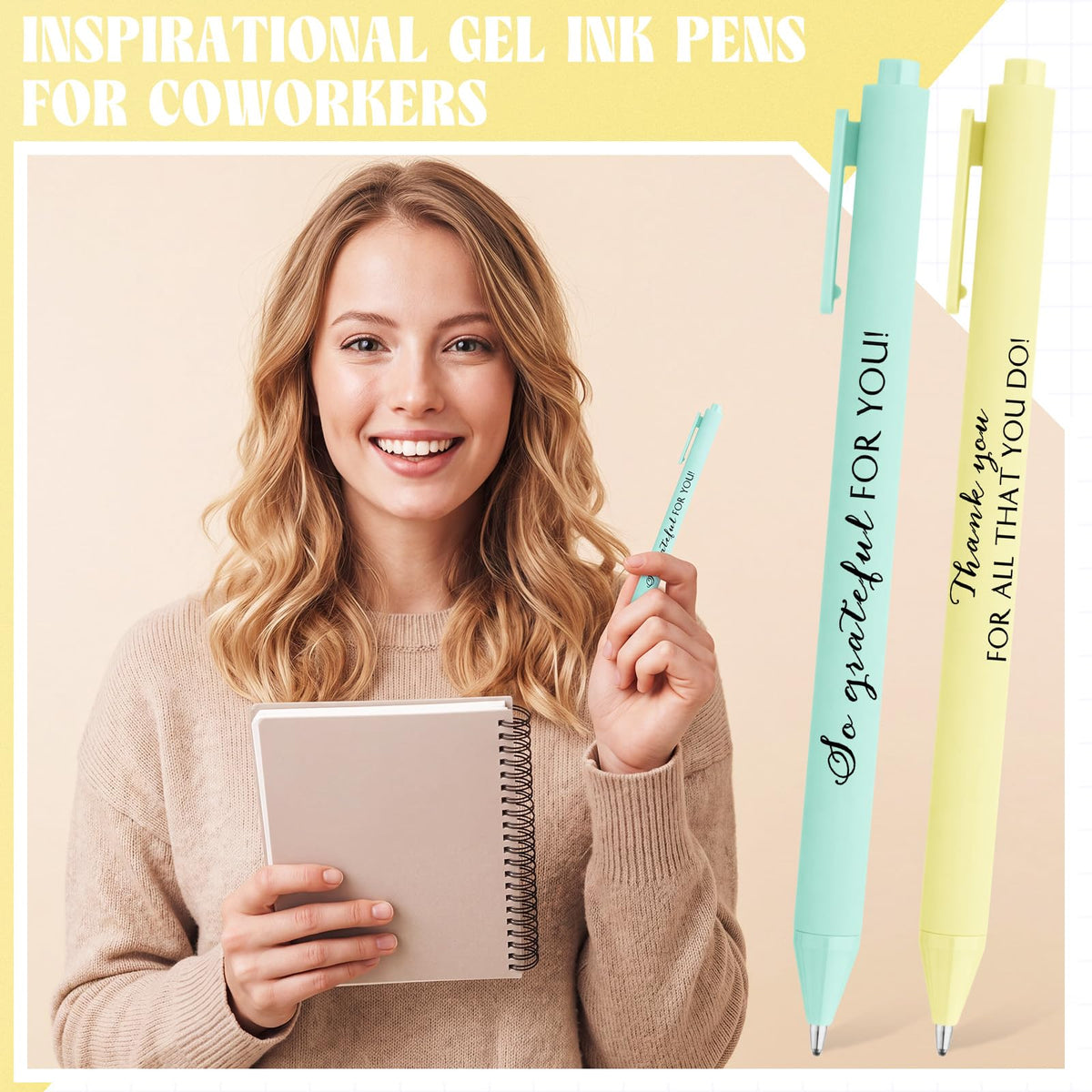 Crtiin 50 Pcs Inspirational Pens Bulk Fresh Color, Team Motivation