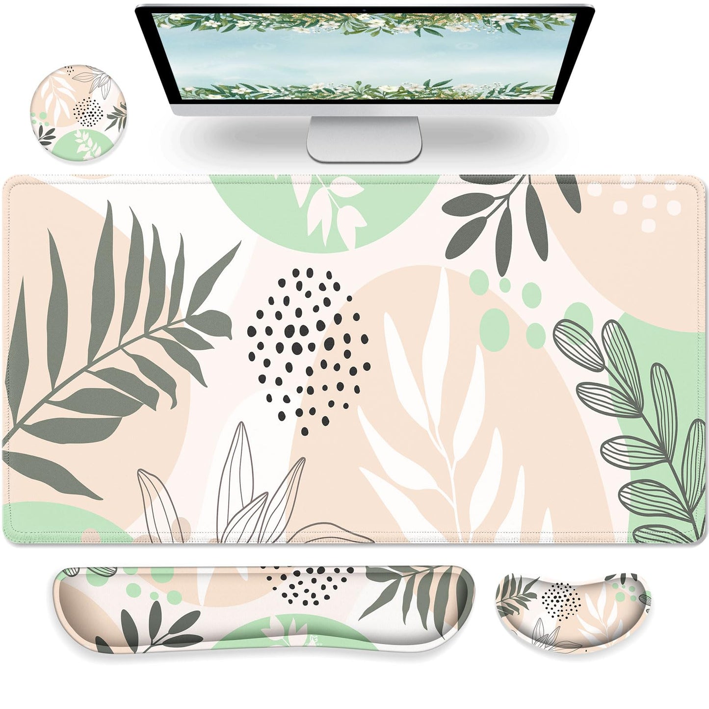Gimars 4 in 1 Mouse Pad and Keyboard Wrist Rest Set, Large Mouse Pad with Memory Foam Wrist Support