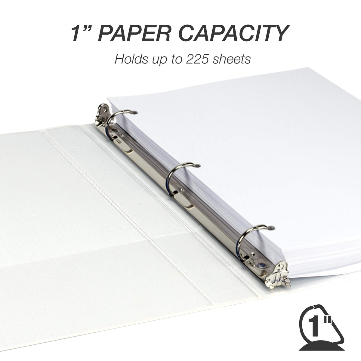 Samsill Durable 1 inch 3 Ring Binder, D Ring Binder, 100% Recycled Chipboard, White, 4 Pack