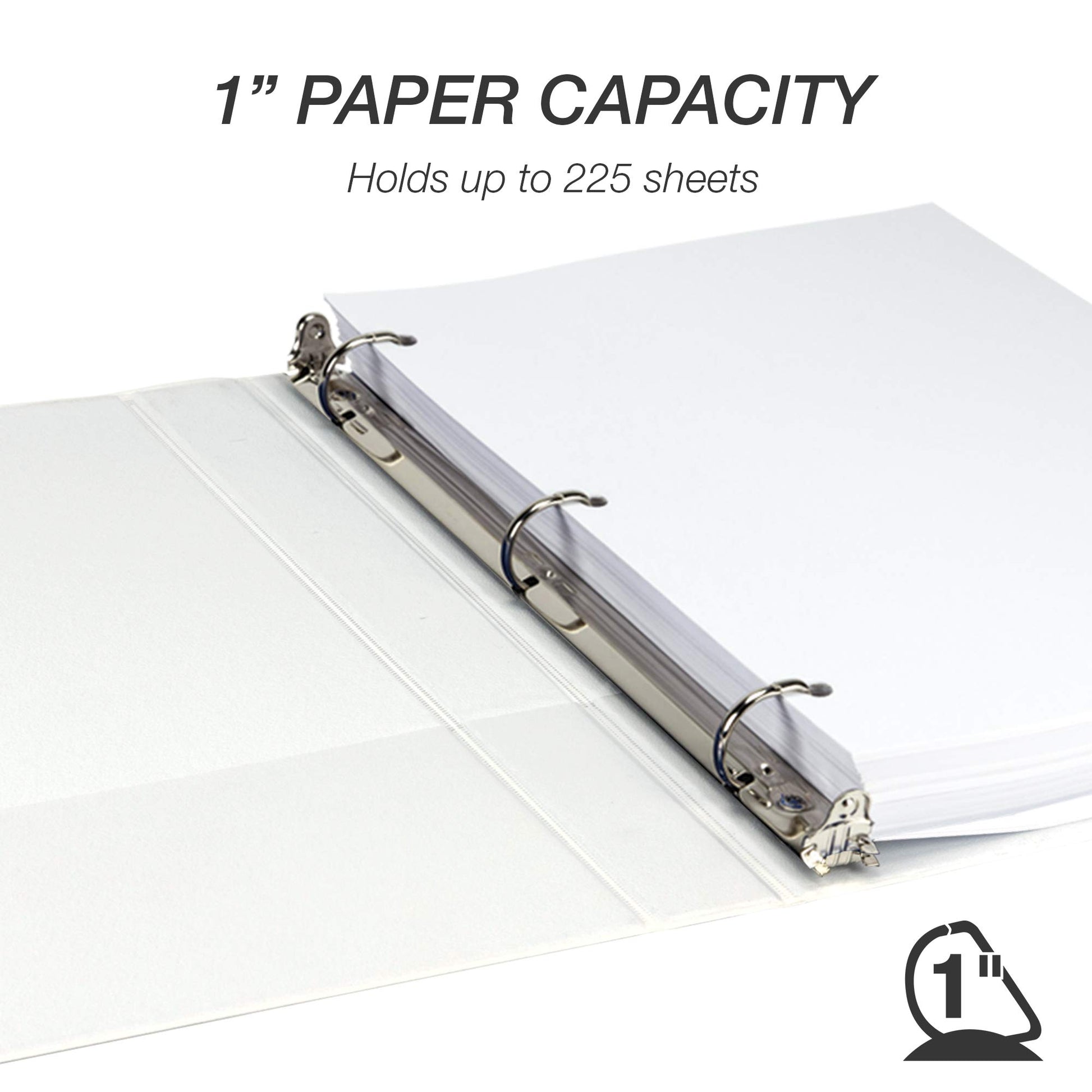 Samsill Durable 1 inch 3 Ring Binder, D Ring Binder, 100% Recycled Chipboard, White, 4 Pack