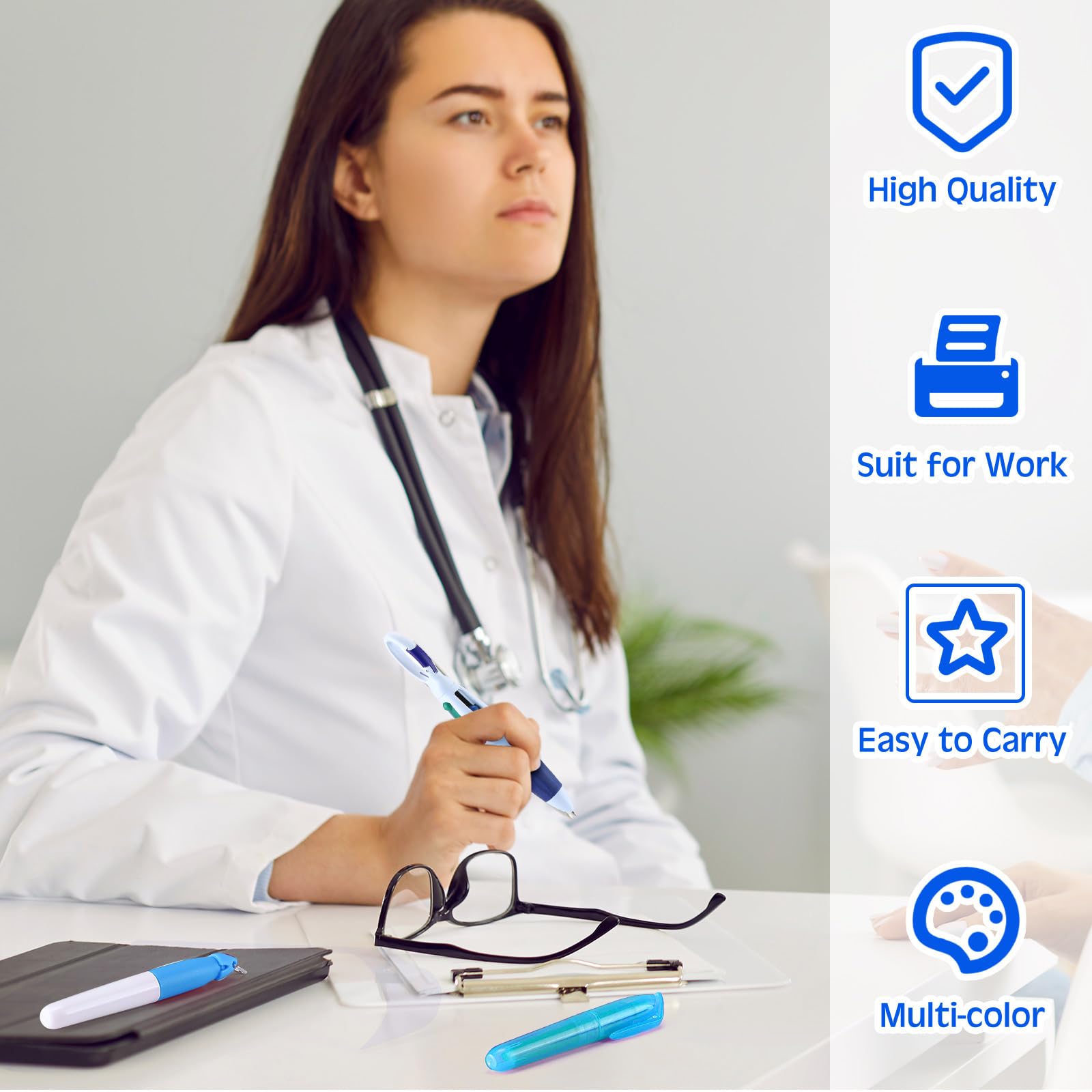 Sherr 100 Pcs Nurse Pen Set, Badge Reel Accessories Gift, Blue