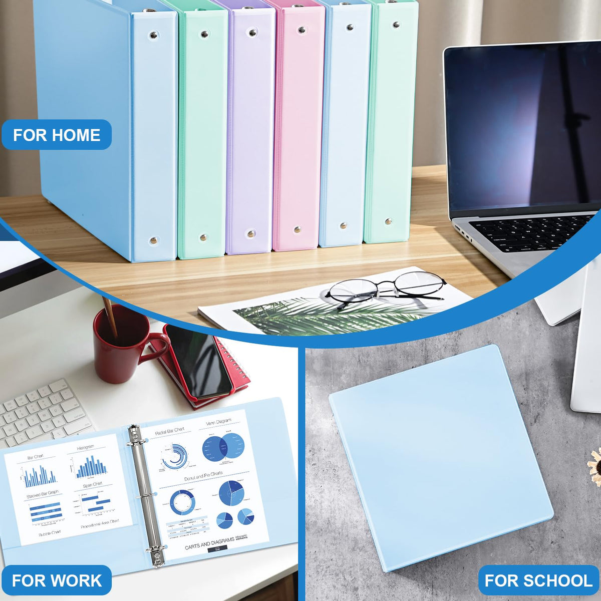1.5'' 3-Ring-Binder with Pockets, 325 Sheets Capacity, 2 inch Binders fits 11" x 8.5" US Letter