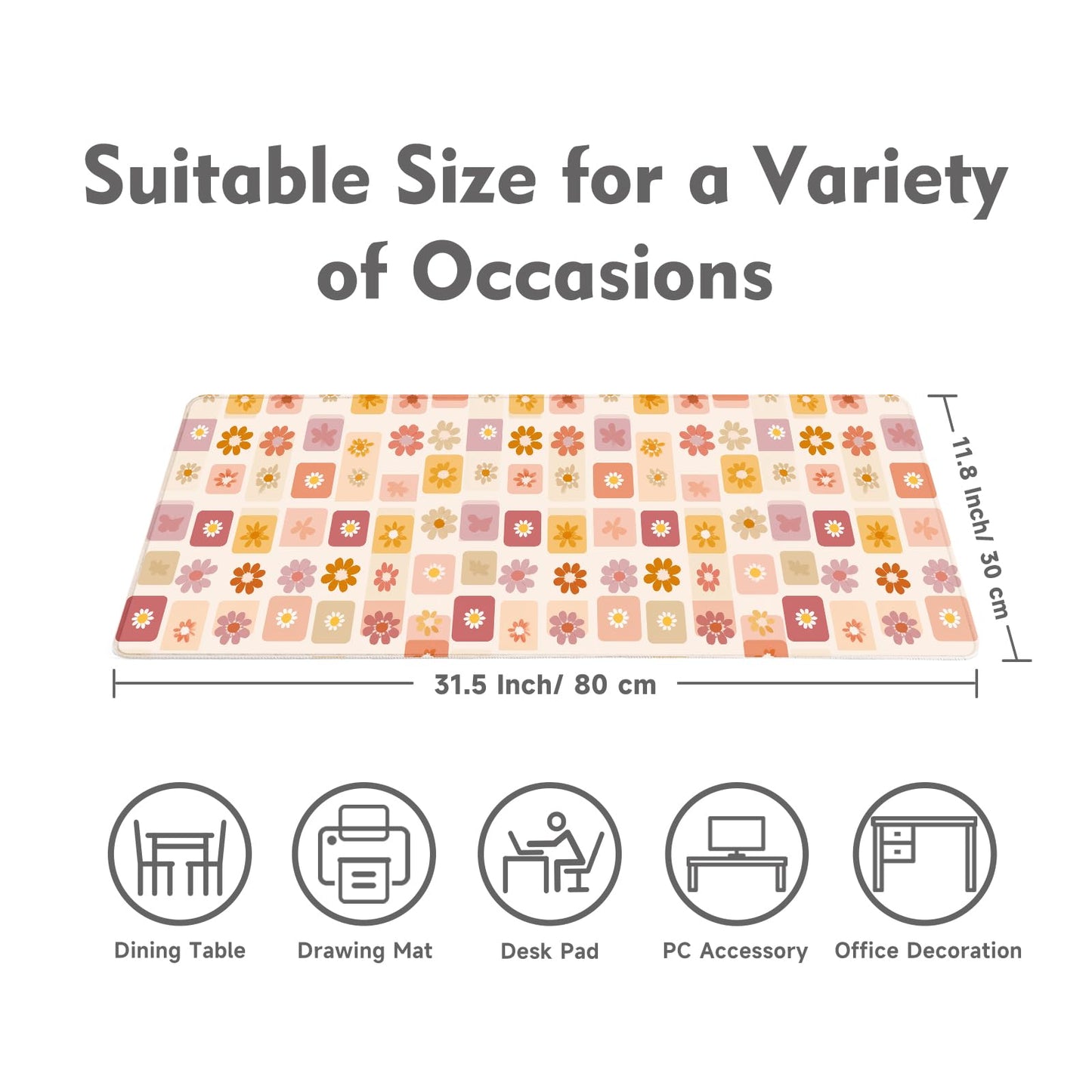 Desk Mat Mouse Pad Gaming Desk Pad XL Large Mouse Mat Office Decor Accessories (Flower)