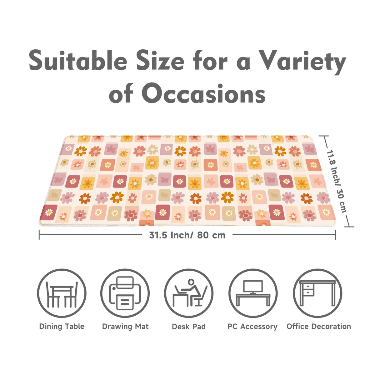 Desk Mat Mouse Pad Gaming Desk Pad XL Large Mouse Mat Office Decor Accessories (Flower)