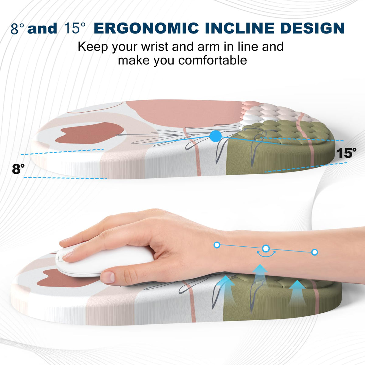 Hasinart Ergonomic Mouse Pad and Keyboard Wrist Rest with Massage Design, Space-Saving Mouse Pad