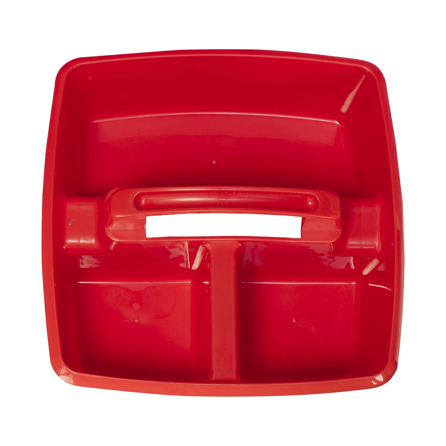 Storex 3-Compartment Small Caddy – Multipurpose Classroom Organizer with Handle, Red, 5-Pack