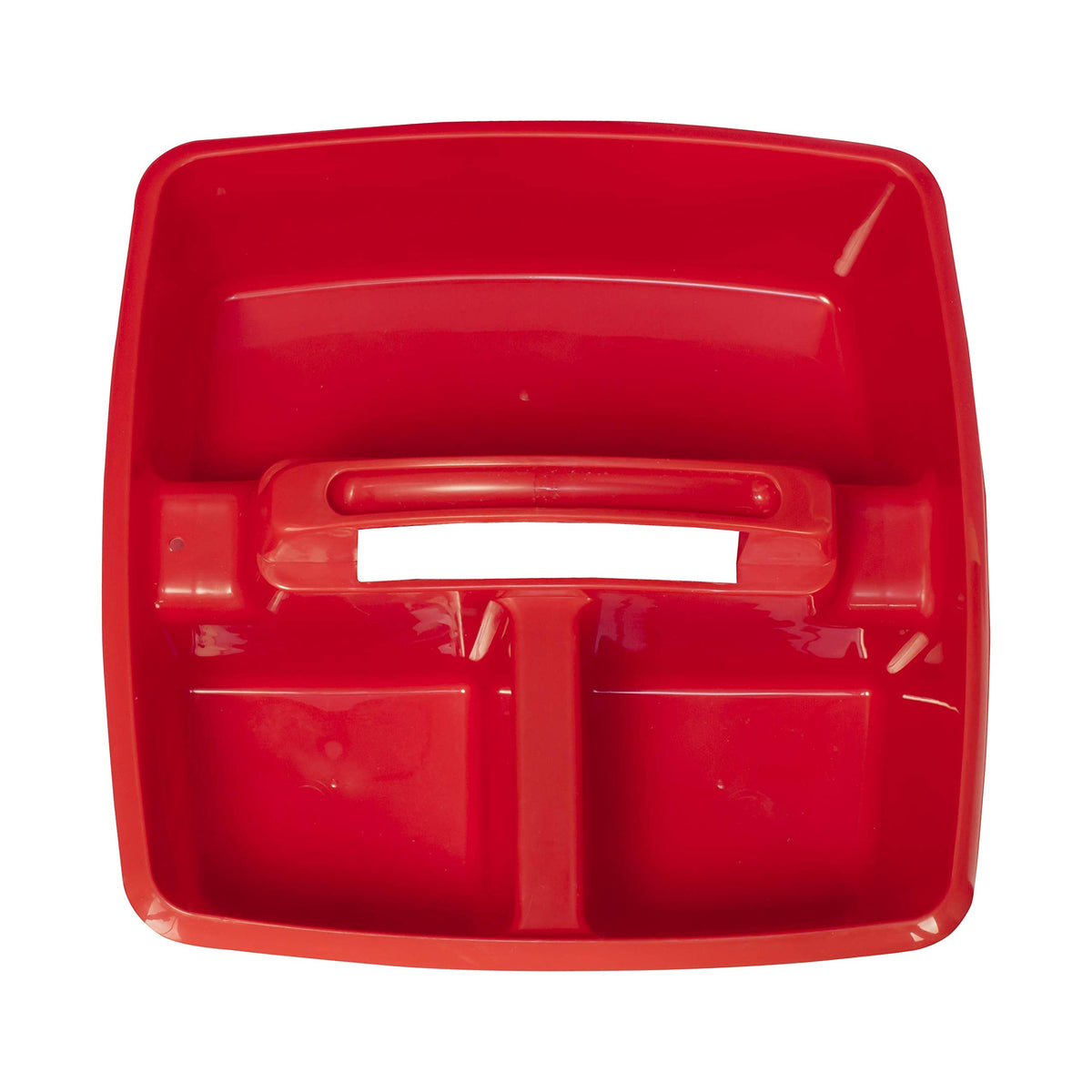Storex 3-Compartment Small Caddy – Multipurpose Classroom Organizer with Handle, Red, 5-Pack