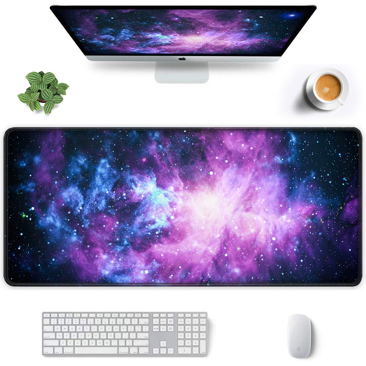 Auhoahsil Large Gaming Mouse Pad, XXL 35.4 x 15.7 in Office Desk Mat,Purple