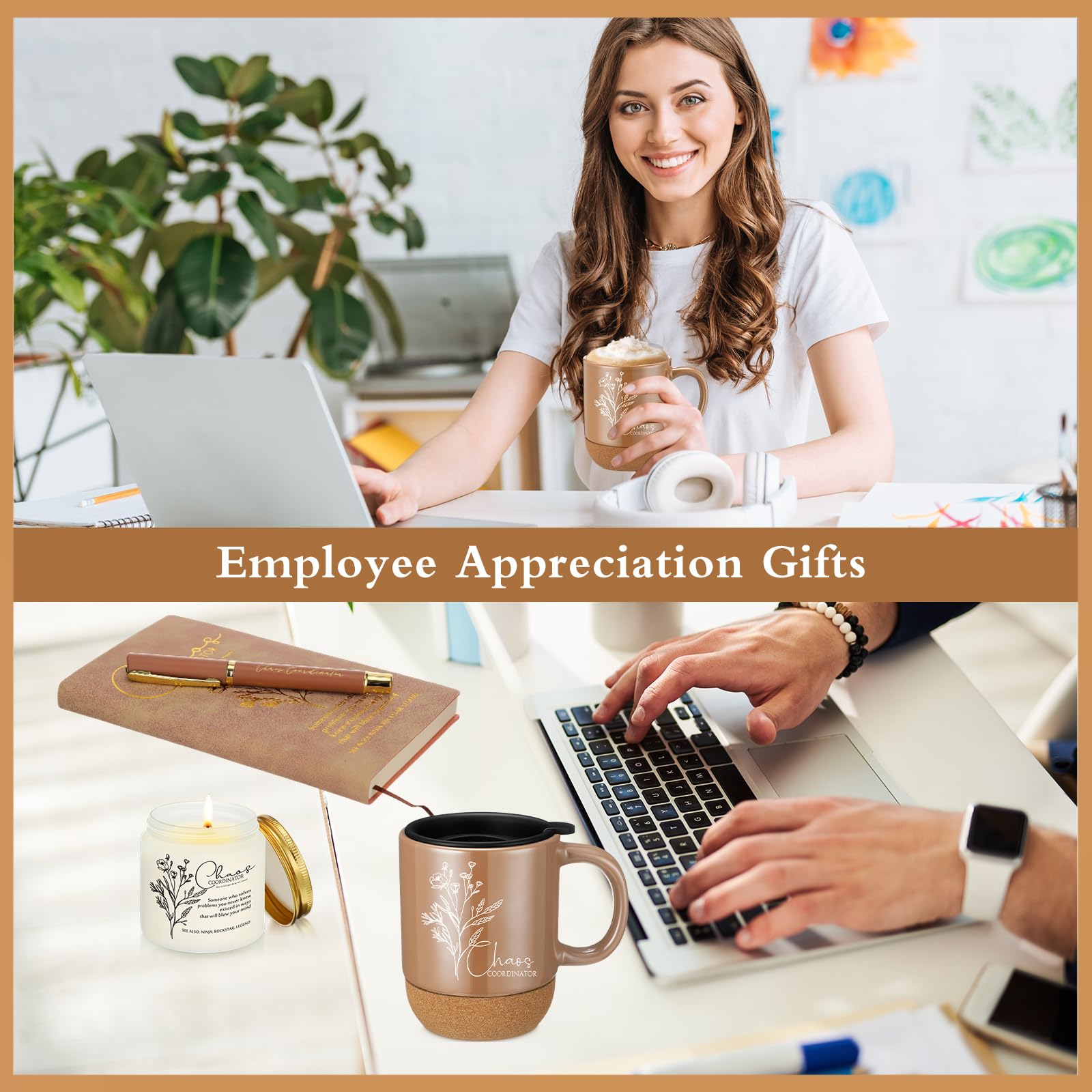 Sayglossy 4 Pcs Chaos Coordinator Thank You Gift Set for Coworkers, Khaki
