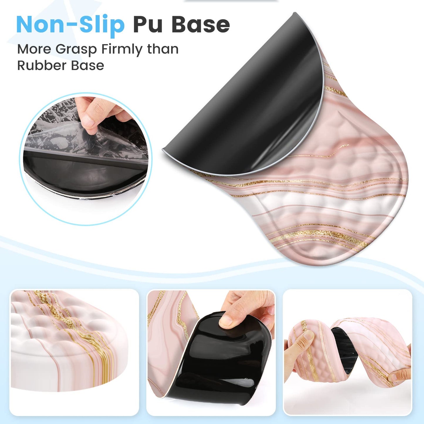 HAOCOO Ergonomic Keyboard Wrist Rest & Mouse Pad Set, Rose Gold Pink