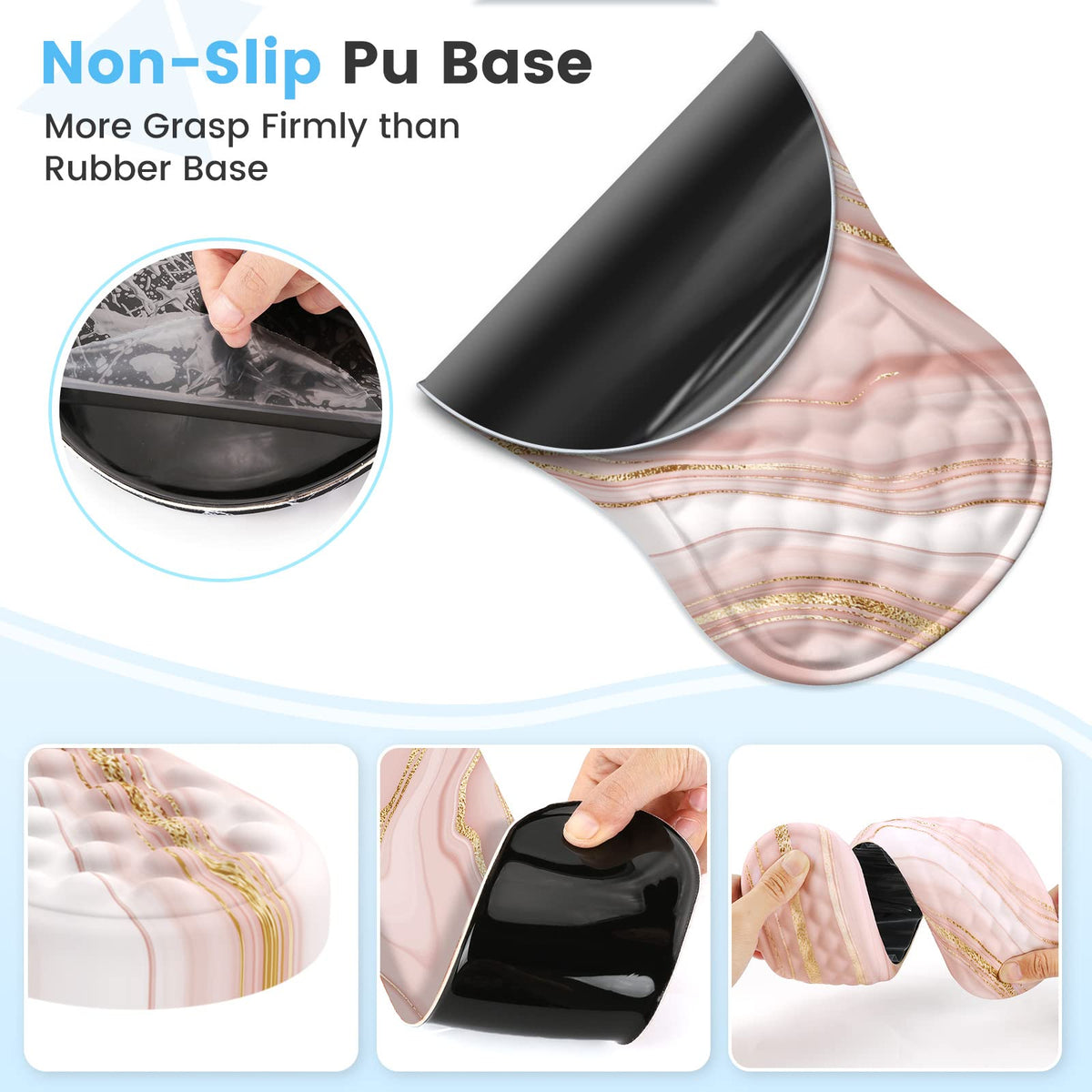 HAOCOO Ergonomic Keyboard Wrist Rest & Mouse Pad Set, Rose Gold Pink