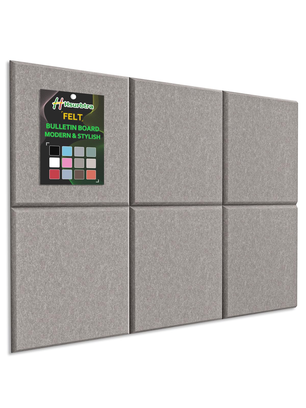 Hsurbtra Cork Board for Wall 24 x 18 Inch, 6 Pack Felt Bulletin Notice Board with Pushpins for
