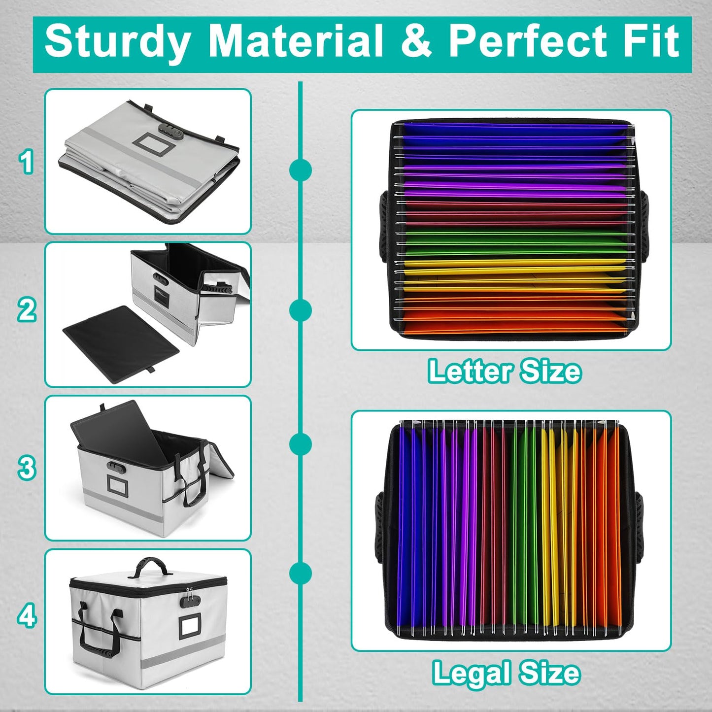 EXLIFBAG Fireproof File Organizer with Lock, 1 Layer