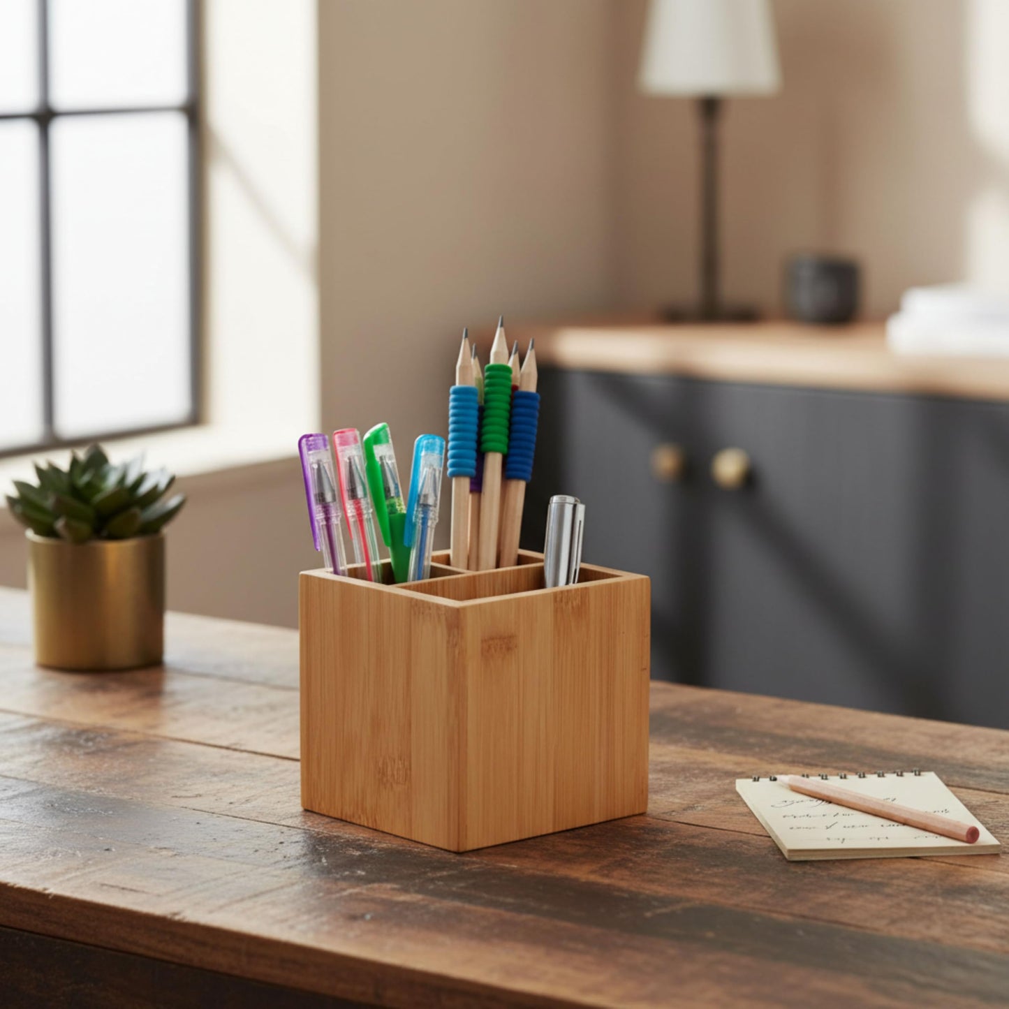 OSCO Bamboo Square Pen Pot