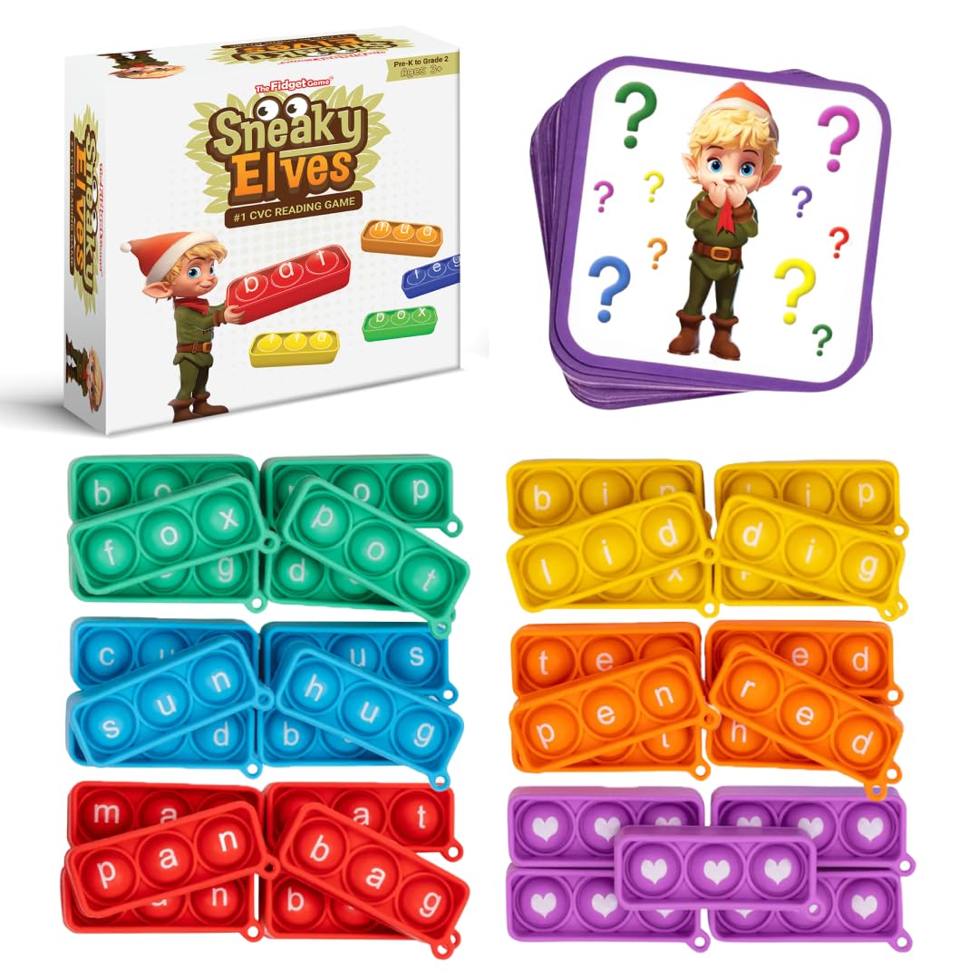 THE FIDGET GAME Sneaky Elves, CVC Sight Words Game, Pop Sensory Toy to Learn and Spell, Educational
