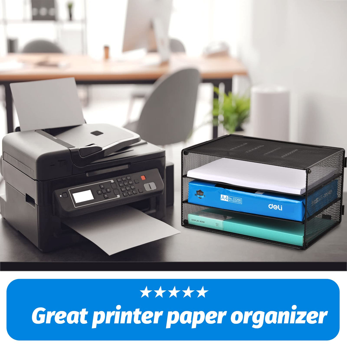 EASEPRES 3 Tier Mesh Desk Organizer Tray, File Paper Letter Folder Holder Desktop Paper Sorter Mail