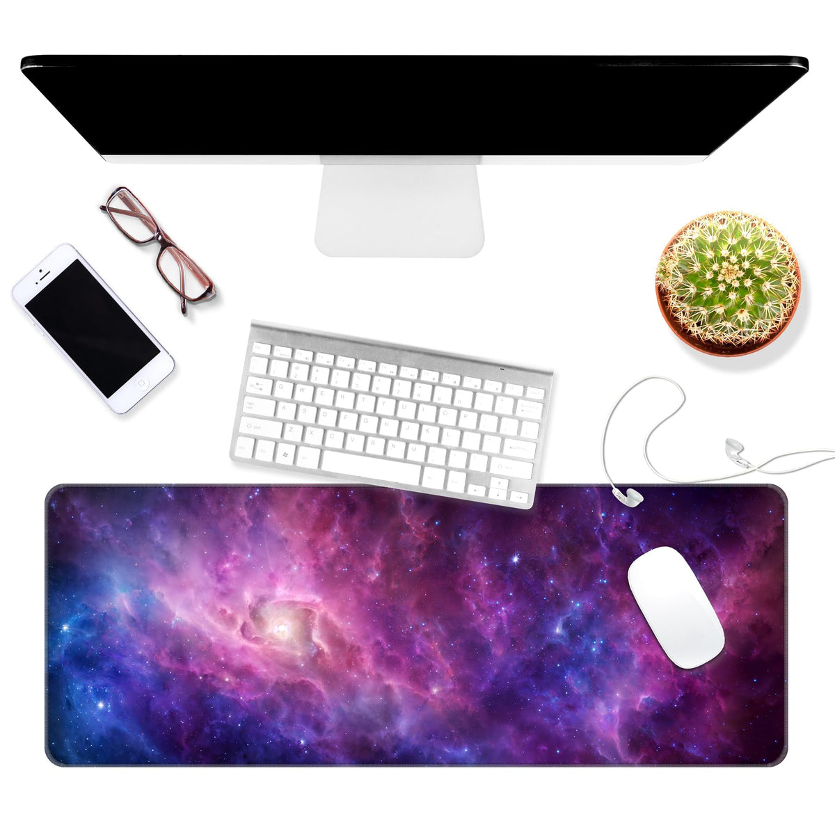 Dynippy Large Thin Mouse Pad with Stitched Edges, Galaxy Nebula