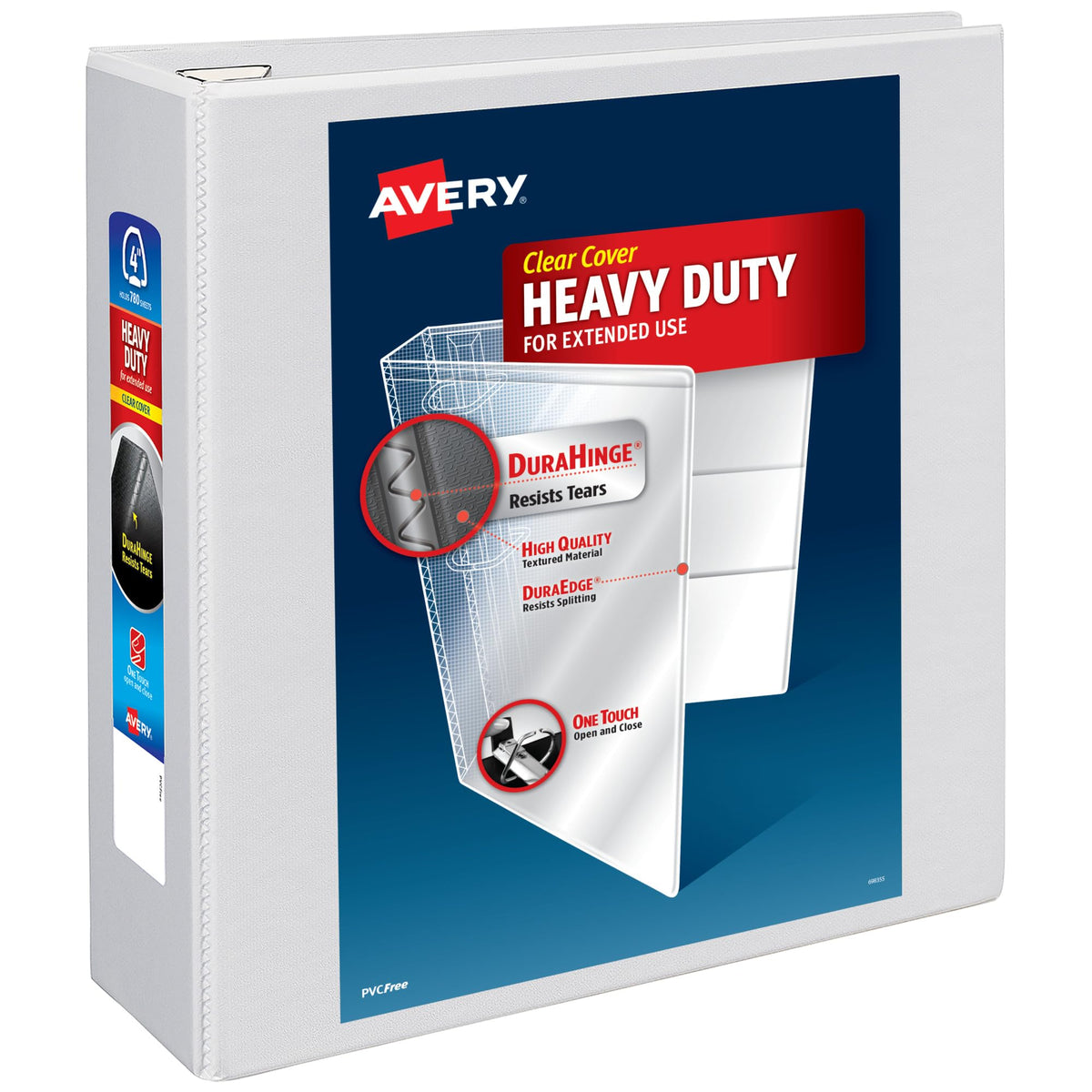 Avery Heavy-Duty 3 Ring Binder, 4" EZD Rings, 1 White Binder
