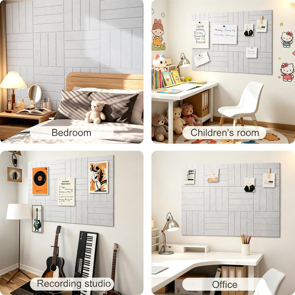 G Gamit 0.47" Thick Felt Wall Tiles 36"x24" Cork Board Alternative 6 Pack 11.81"x11.81"Felt