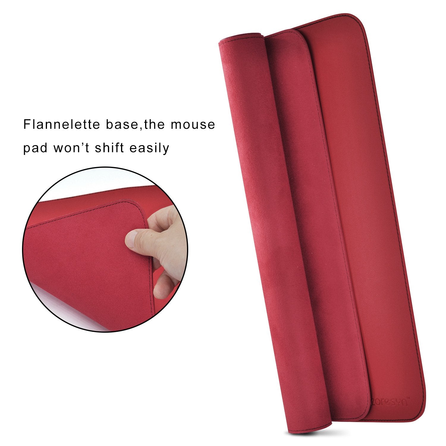 ZORESYN Large PU Leather Desk Mat 35.4"x15.8", Red