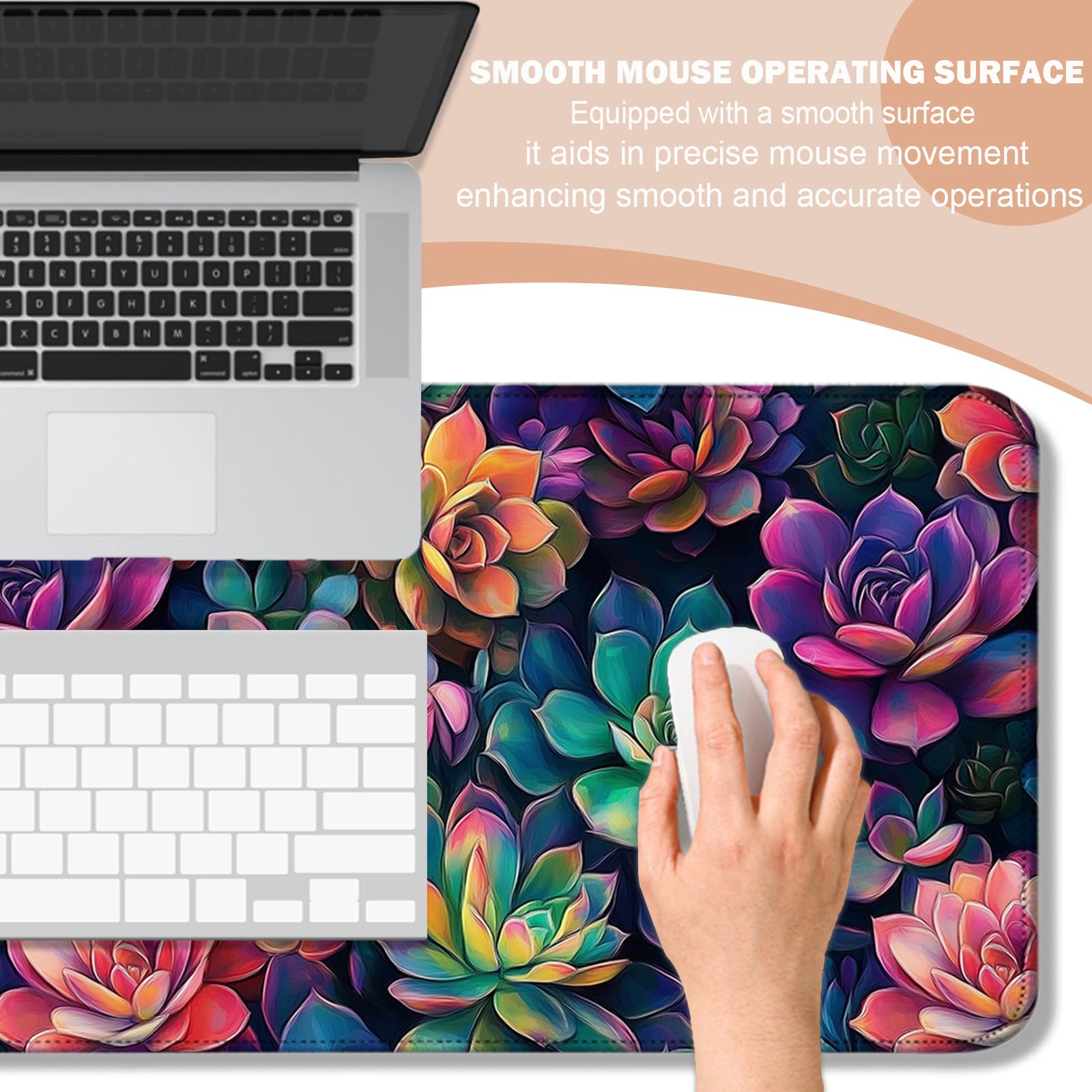 AYKDTFN Succulent Plants XL Mouse Pad & Desk Mat for Gaming, Office & Home