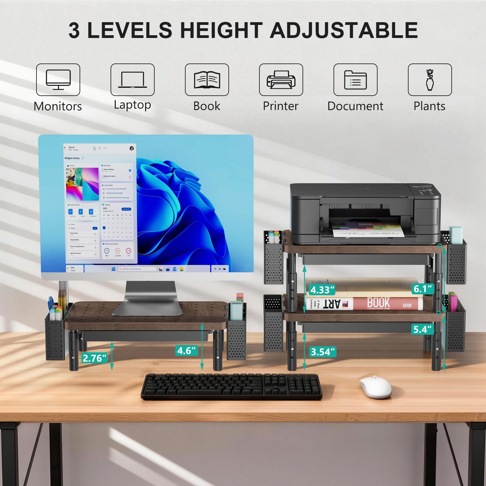WALI Computer Monitor Stand with Storage and Pen Holder