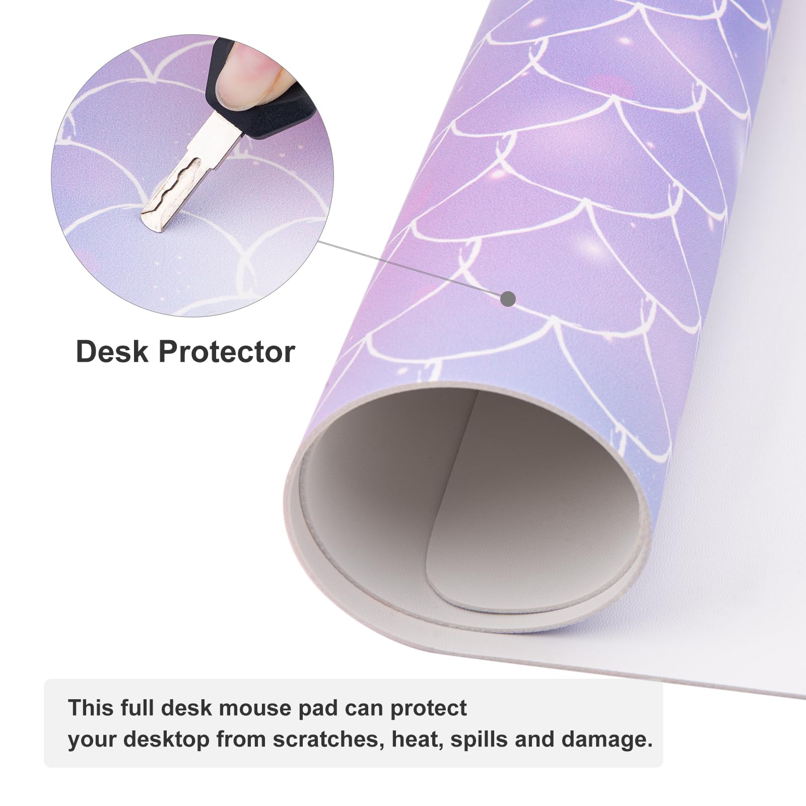 QiyI PU Leather Large Mouse Pad, 31.5" x 15.7", Gradient Fish Scales