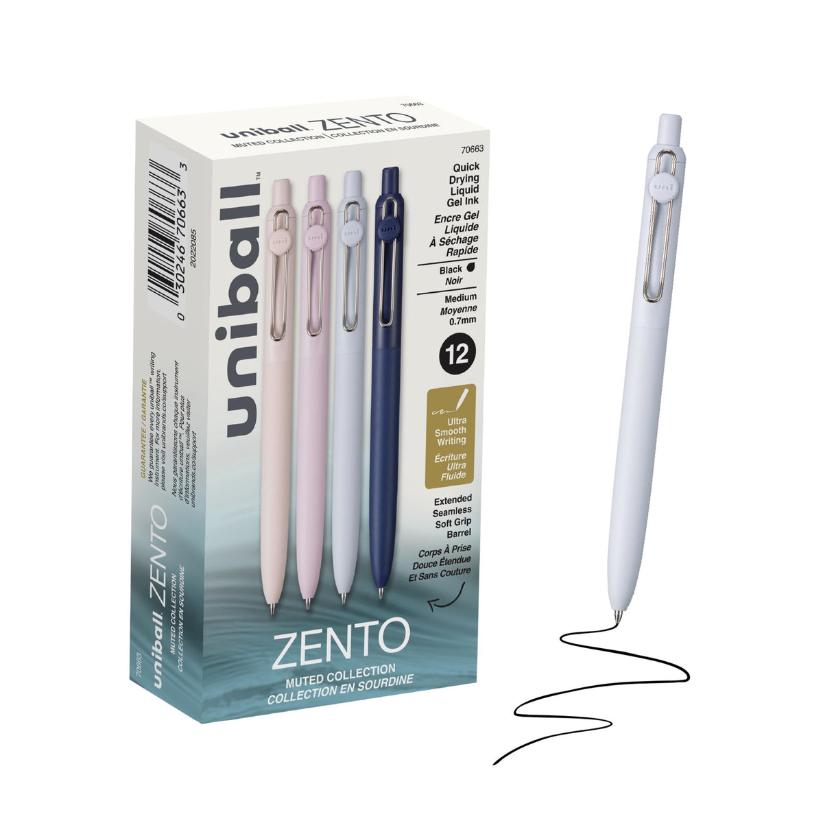 uniball™ Zento Gel Pens, Black Ink, 0.7mm Medium Point, 12 Count