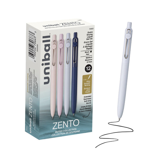 uniball™ Zento Gel Pens, Black Ink, 0.7mm Medium Point, 12 Count