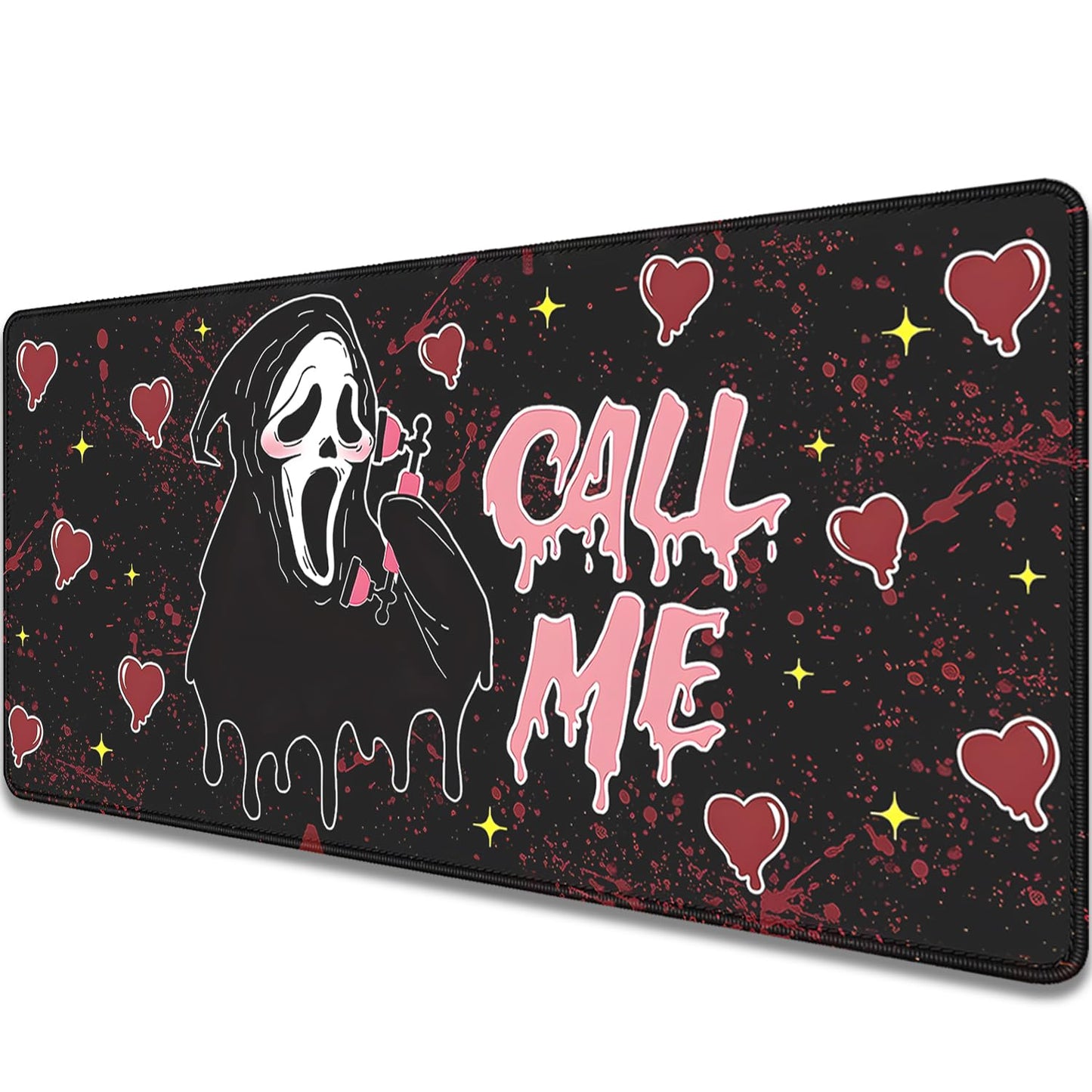 Call Me Mouse Pad Ghostface Desk Pat,Mouse Mat Large Desk Mat for Desktop,Stitched Edges Non-Slip