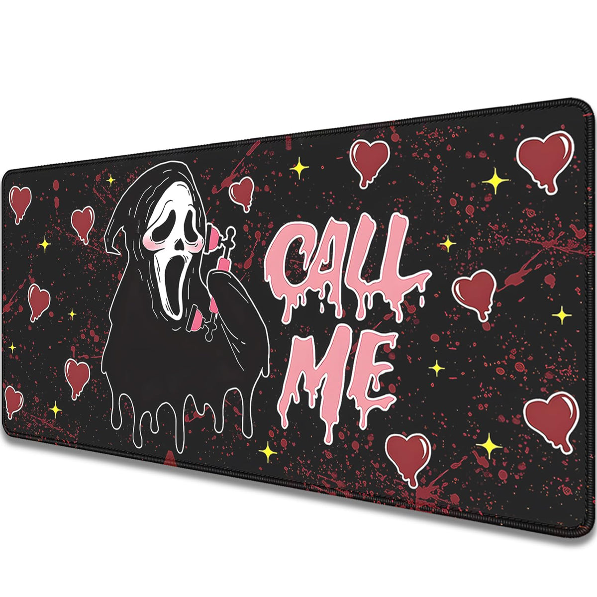 Call Me Mouse Pad Ghostface Desk Pat,Mouse Mat Large Desk Mat for Desktop,Stitched Edges Non-Slip