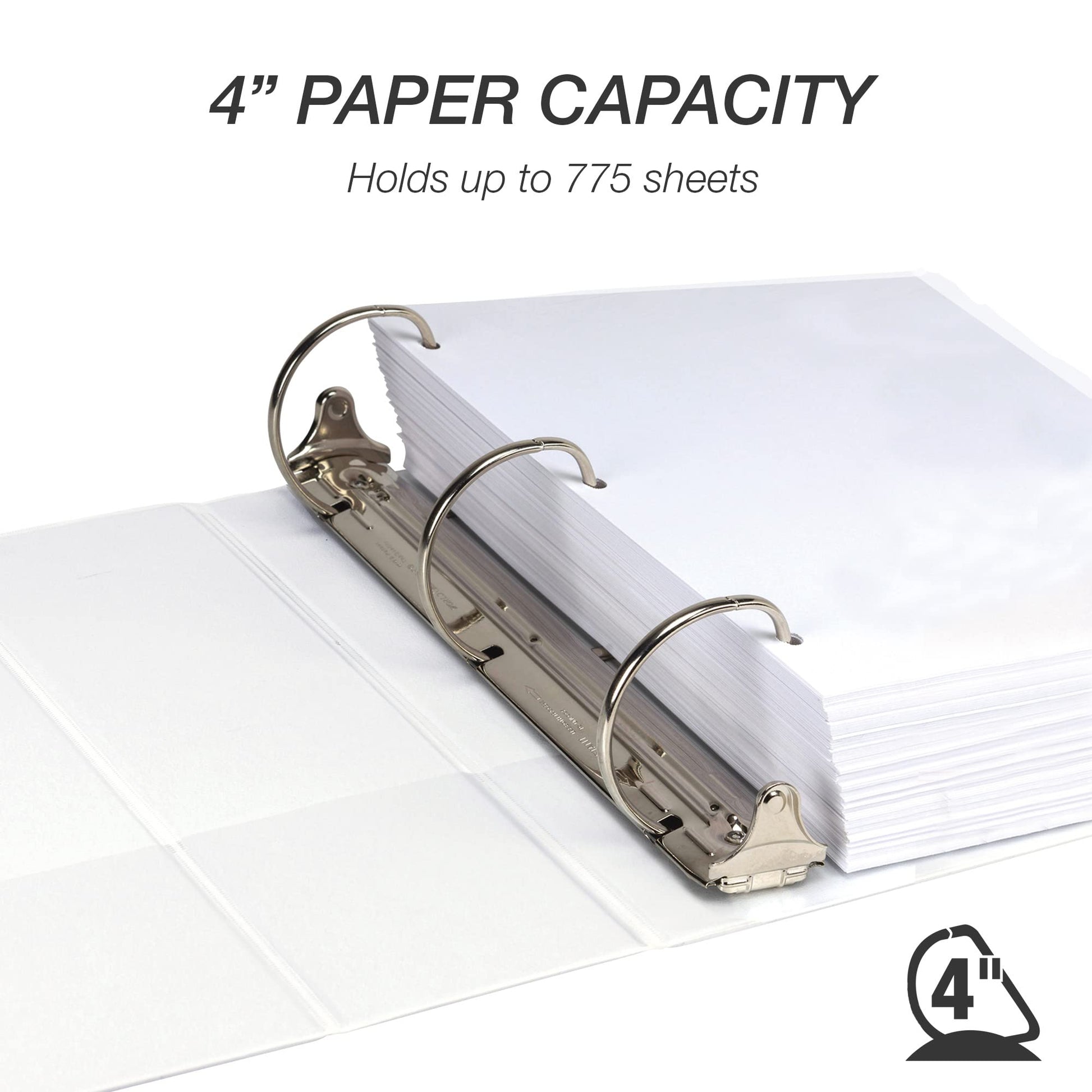 Samsill Durable 4 inch 3 Ring Binder, D Ring Binder, 100% Recycled Chipboard, White, 2 Pack