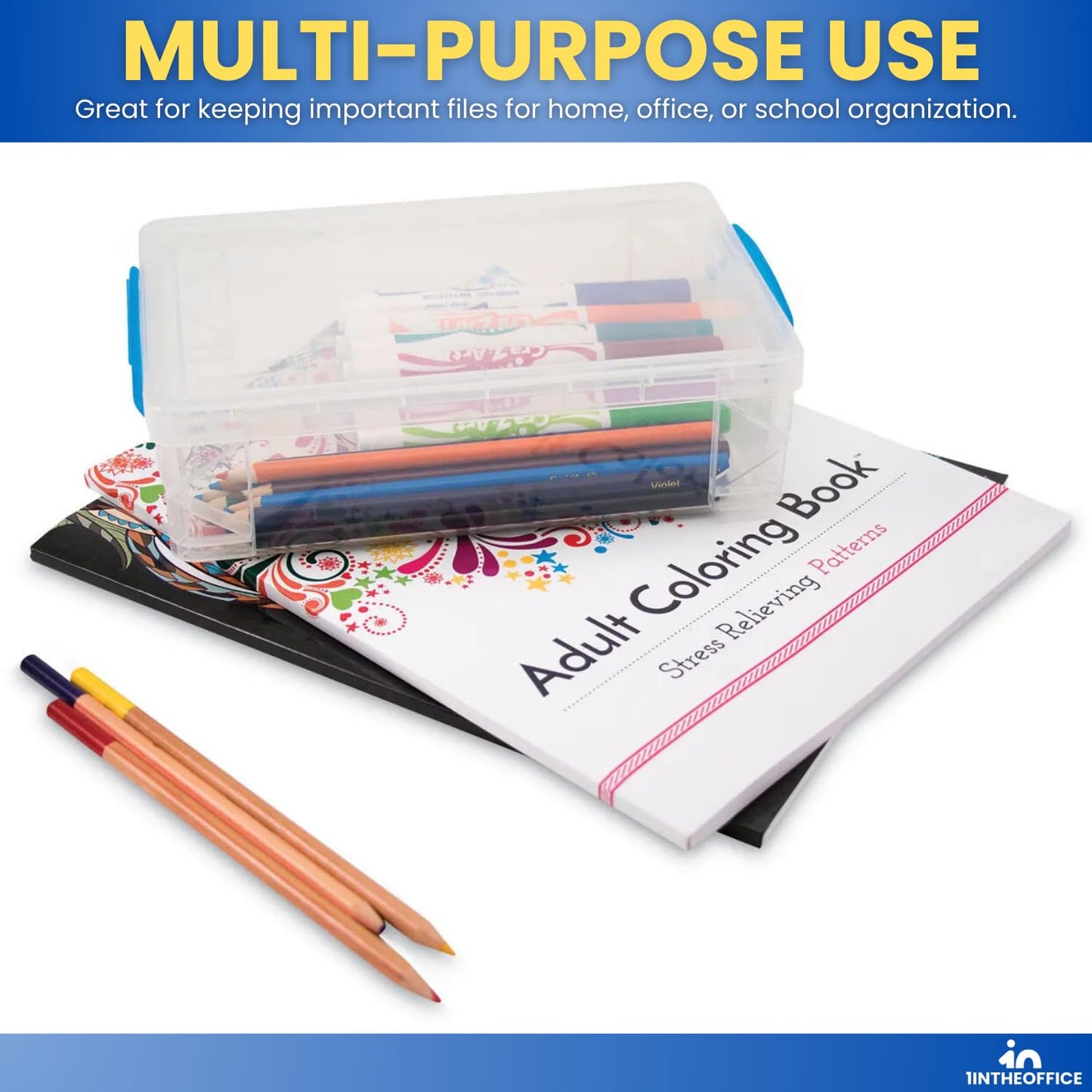 1InTheOffice Large Pencil Box, Translucent (2 Pack)