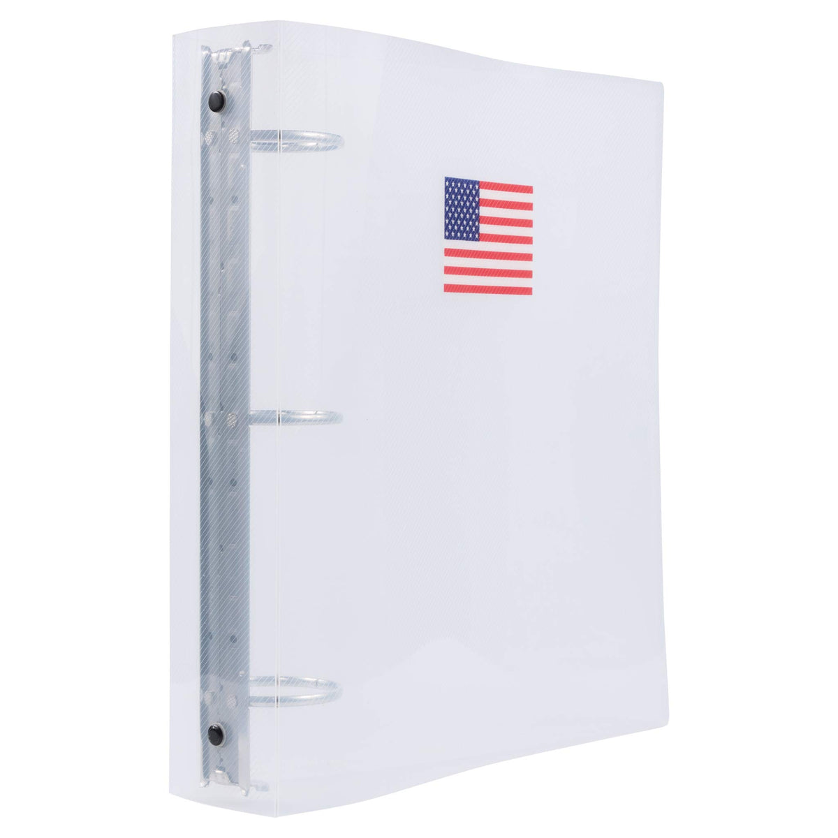 JAM PAPER Plastic 2 inch Binder - American Flag Clear 3 Ring Binder - Sold Individually