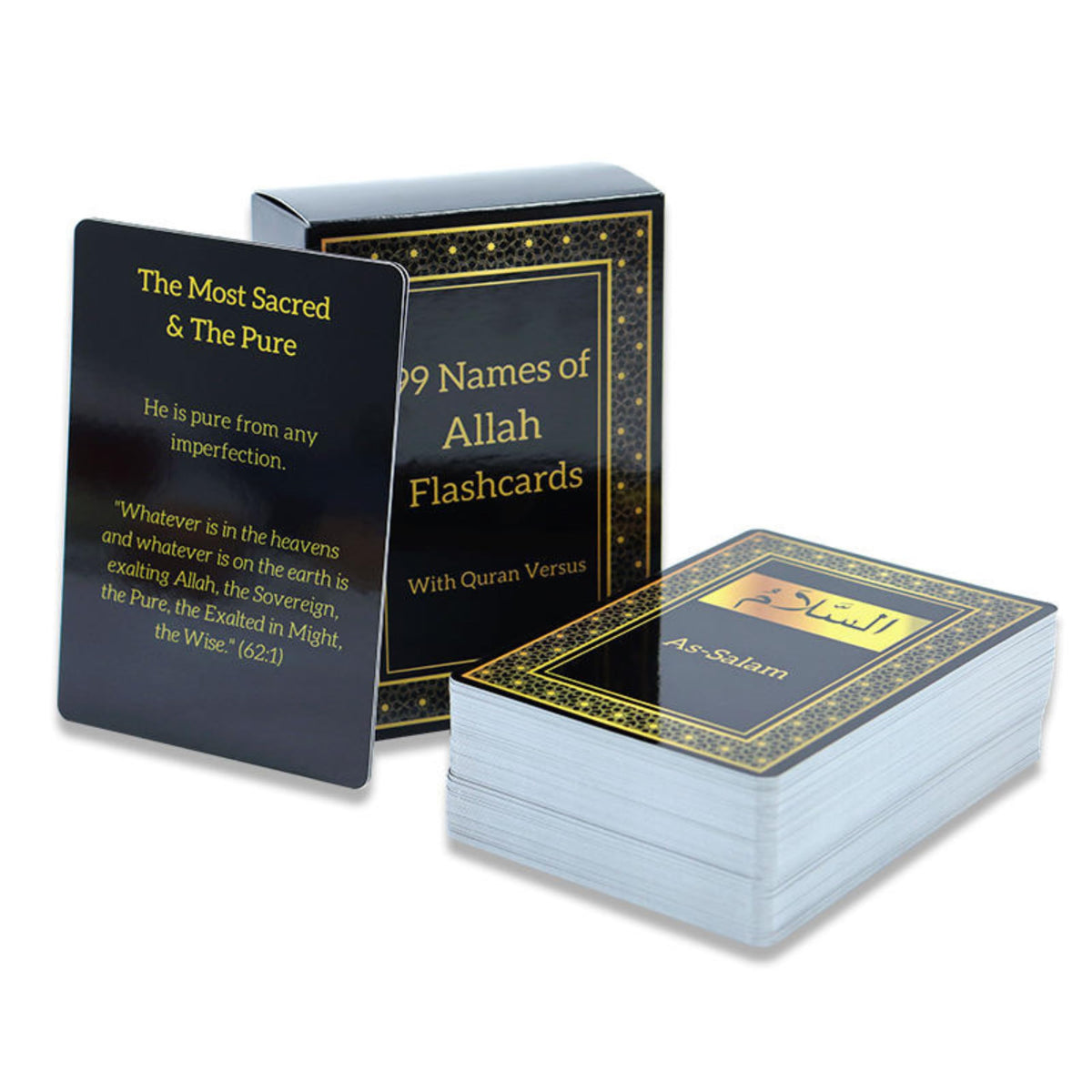 99 Names of Allah Flashcards with Quran Verses, Asma Ul Husna Cards in Arabic and English, Islamic