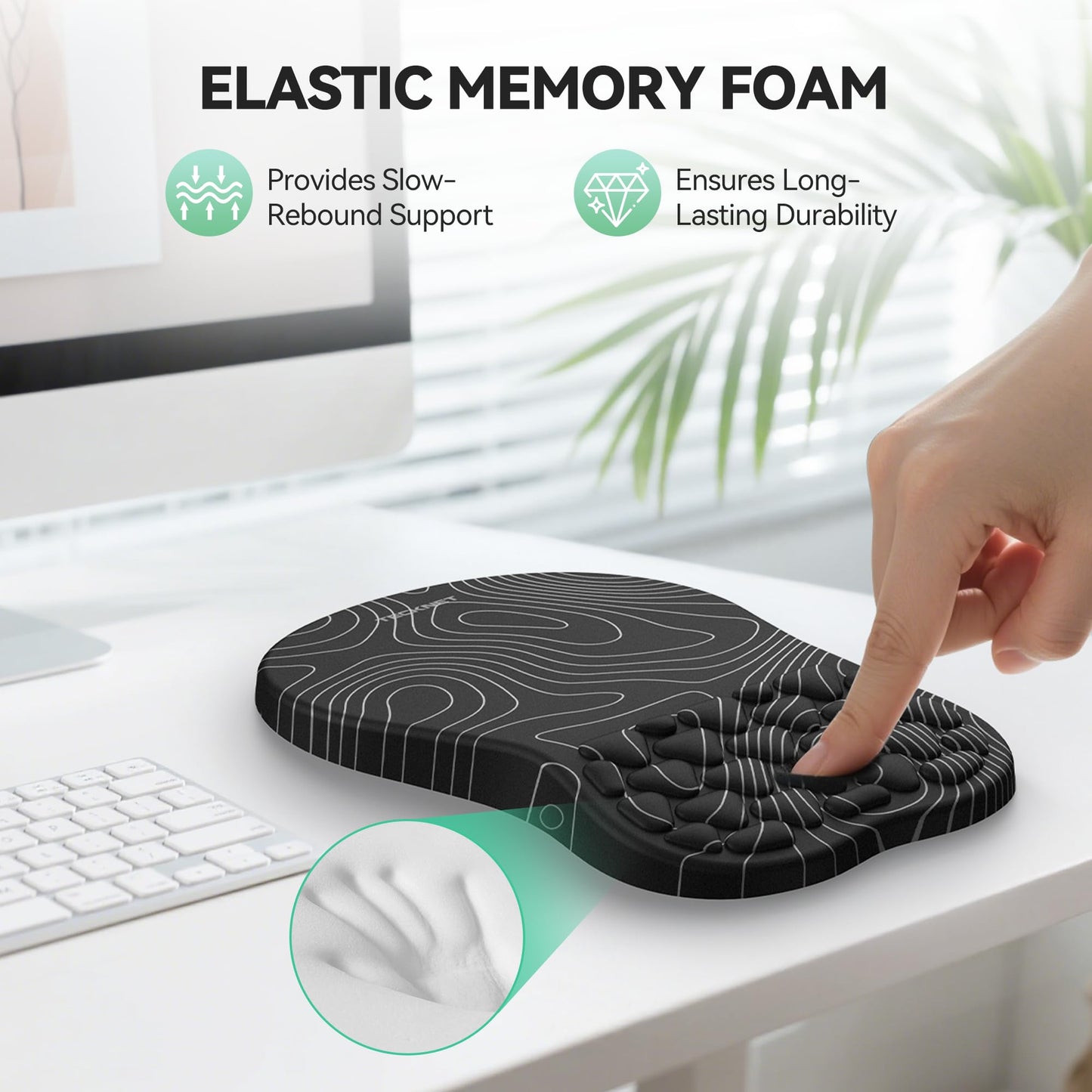 TECKNET Ergonomic Mouse Pad with Wrist Rest,Soft Comfortable Massage Design