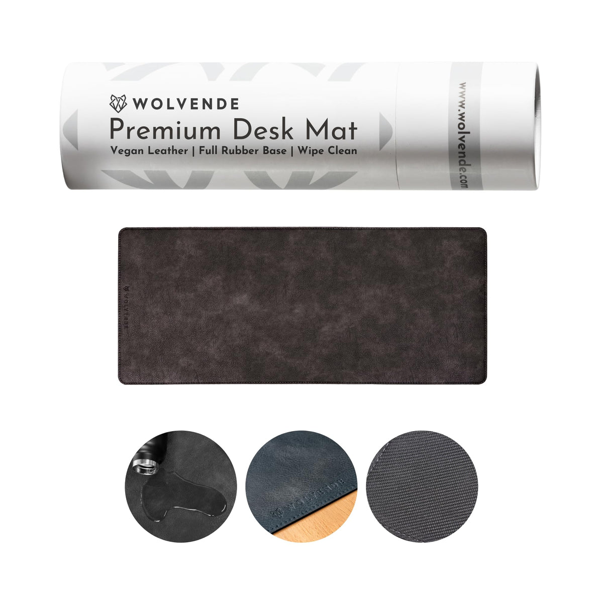 Wolvende Premium Distressed Faux Vegan Leather Desk Mat | Multifunctional Desk Pad for Home Office