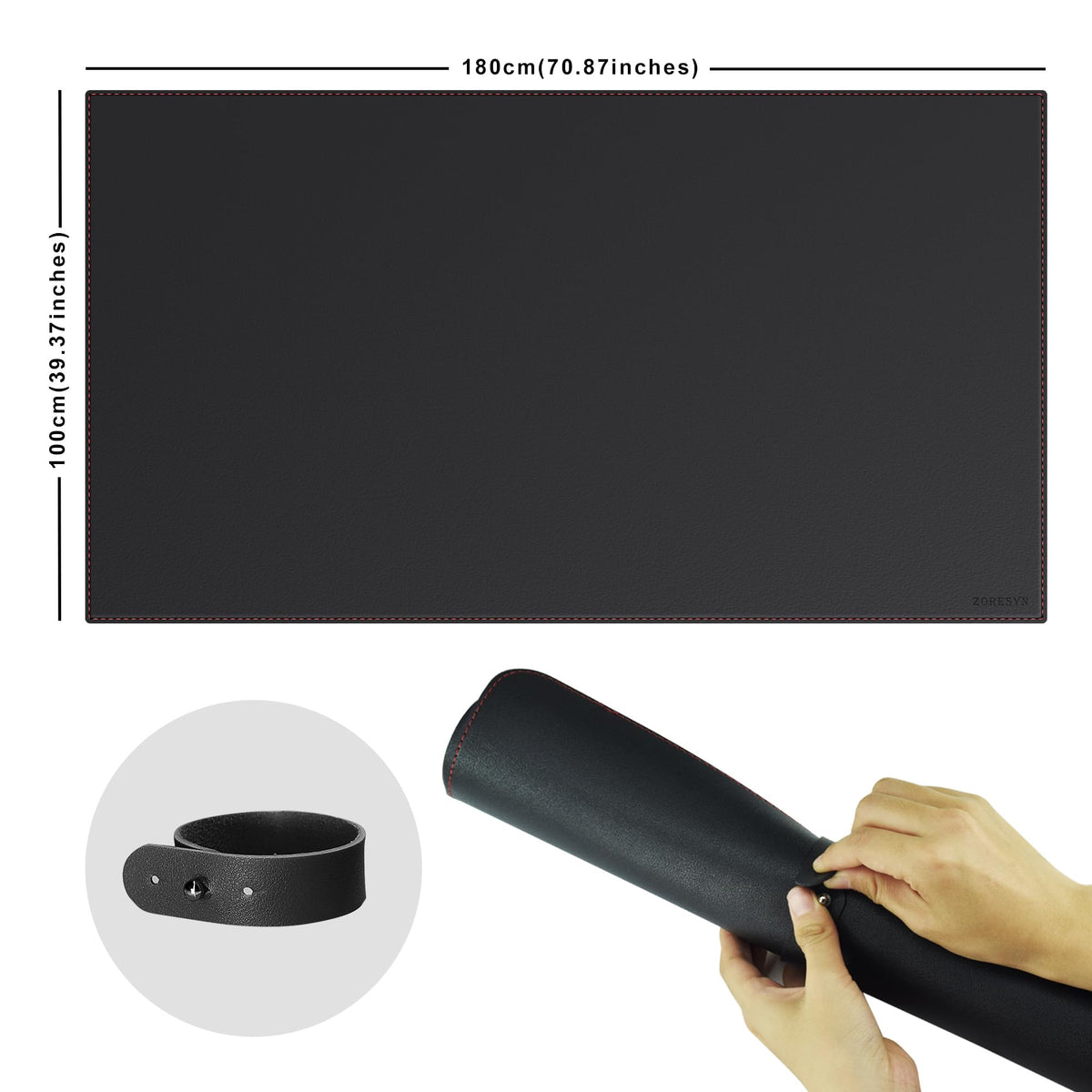 ZORESYN PU Leather Office Desk Pad 70.9x39.4 Inch, Black
